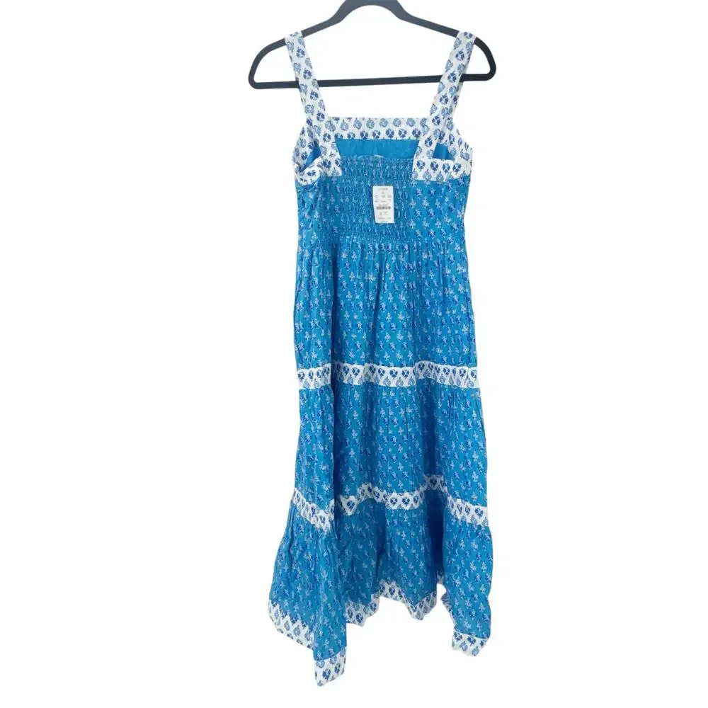 J. Crew Block Print Square Neck Smocked Floral Tiered Midi Dress Size 2 NWT_8